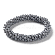 Crochet Glass Beads Braided Stretch Bracelet, Nepel Boho Style Bracelet, Dark Gray, Inner Diameter: 1-7/8 inch(4.9cm)(BJEW-S144-002E-12)