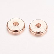 Real Rose Gold Plated Brass Spacer Beads, Nickel Free, Flat Round, 7x2mm, Hole: 2mm(X-KK-E702-27RG-NF)