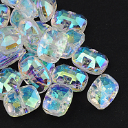 Taiwan Acrylic Rhinestone Buttons, Faceted, 1-Hole, Rectangle, Clear, 16x11.5x7mm, Hole: 1mm(BUTT-F019-16mm-15)