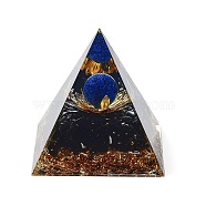 Orgonite Pyramid Resin Energy Generators, Reiki Natural Lapis Lazuli & Obsidian Chips Inside for Home Office Desk Decoration, 59.5x59.5x59.5mm(DJEW-D013-02A)