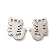 304 Stainless Steel Charms, Scorpion, Stainless Steel Color, 14x12x1.4mm, Hole: 1.8mm(STAS-M089-61P)