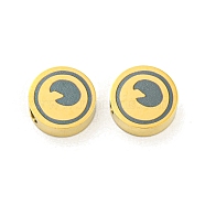 Halloween Theme 304 Stainless Steel Beads, Real 18K Gold Plated, Flat Round, Moon, 8x3mm, Hole: 2mm(STAS-M069-01P-G)