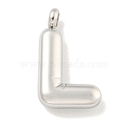 Non-Tarnish 304 Stainless Steel Pendants, Letter Charm, Stainless Steel Color, Letter L, 24.5x14.5x5.5mm, Hole: 3mm(STAS-C102-16P-L)