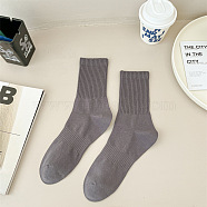 Cotton Knitting Socks, Ribbed Winter Warm Thermal Socks, Gray, 250x70mm(COHT-PW0002-59K)