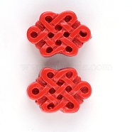 Cinnabar Beads, Chinese Knot, FireBrick, 10~11x15~16x5mm, Hole: 1.5mm(X-CARL-Q004-92A)
