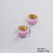 Vintage Retro Stainless Steel C-Shaped Stud Earrings for Women, Elegant and Stylish, Golden, Purple, 30.7x26.1mm(JV8839-1)