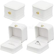 BENECREAT PU Leather Ring Box, Flip Box, Square, White, 5.85x5.8x4.9cm(LBOX-BC0001-02)