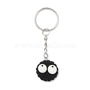 Biscuits with Eyes Resin Pendant Keychain, with Iron Keychain Ring, Black, 7.7cm(KEYC-JKC00636)