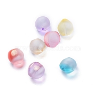 Transparent Glass Beads, Frosted, with Glitter Powder, Half Drilled, Peach, Mixed Color, 11.5x11.5x11mm, Hole: 1mm(X-GLAA-M040-C)