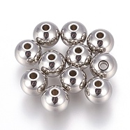 201 Stainless Steel Beads, Round, Stainless Steel Color, 8x7mm, Hole: 1.8~2mm(X-STAS-F170-02P-B)