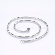304 Stainless Steel Curb Chain Necklaces, Stainless Steel Color, 17.71 inch(45cm), 2.8mm (NJEW-P226-05P-01)