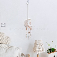 Natural Quartz Crystal Moon Hanging Ornaments, Heart Glass Tassel Suncatchers for Home Outdoor Decoration, 470x120mm(PW-WG23103-01)