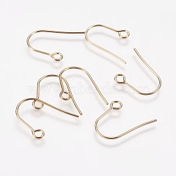 304 Stainless Steel Earring Hooks, Ear Wire, with Horizontal Loop, Light Gold, 14x12x0.7mm, Hole: 2mm(STAS-F142-01G)