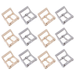 CHGCRAFT 12Pcs 2 Colors Zinc Alloy Center Bar Buckles, Rectangle, Platinum & Light Gold, 39x37.5x9mm, 6pcs/color(FIND-CA0009-25)