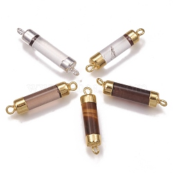 Natural Gemstone Links, with Brass Findings, Column, 26x5mm, Hole: 1.8mm(G-F698-05)