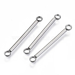 304 Stainless Steel Links Connectors, Bar Links, Stainless Steel Color, 26x1mm, Hole: 2mm(STAS-S117-005)