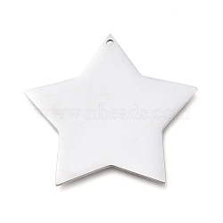 304 Stainless Steel Pendants, Manual Polishing, Stamping Blank Tag, Laser Cut, Star, Stainless Steel Color, 31x32.5x0.8mm, Hole: 1.2mm(STAS-L238-108A-P)