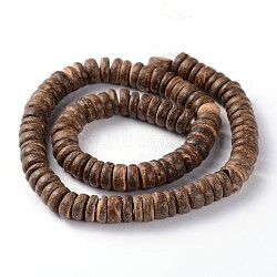 Natural Coconut Shell Rondelle Bead Strands, Sienna, 10x3~6mm, Hole: 1mm, about 102pcs/strand, 16.1 inch(X-COCB-O001-03)
