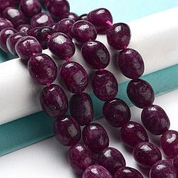 Natural Malaysia Jade Beads Strands, Oval, Dyed, Purple, 11~13x9~10x8.5~10mm, Hole: 1mm, about 16pcs/strand, 7.28~7.48 inch(18.5~19cm)(G-P528-N09-01)