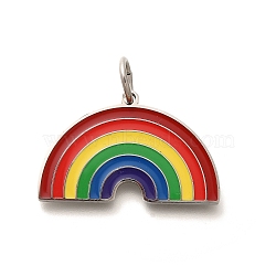 304 Stainless Steel Enamel Pendants, Rainbow Color, Rainbow, 19x30x2mm, Hole: 5.6mm(STAS-Z110-03P-02)