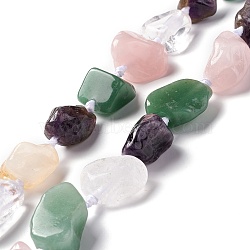 Natural Mixed Gemstone Beads Strands, Tumbled Stone, Nuggets, 16~36.8x13~28.5x8~21mm, Hole: 2~3.8mm, about 13pcs/strand, 16.26~17.52''(41.3~44.5cm)(G-B024-03)