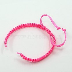 Braided Nylon Cord for DIY Bracelet Making, Hot Pink, 100~110x5x2mm, Hole: 2~4mm(AJEW-M001-08A)