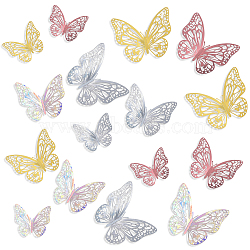 8 Sets 4 Colors PET Mirror Wall Stickers, with Glue Stickers, for Home Living Room Bedroom Decoration, 3D Butterfly, Mixed Color, 60~91x79~120x0.2mm, 2 set/color(DIY-CP0009-15A)