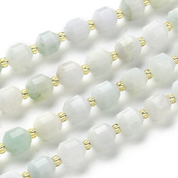 Natural Myanmar Jade/Burmese Jade Beads Strands, Round, Faceted, 7x7x8mm, Hole: 0.8mm, about 38pcs/Strand, 15.35 inch(39cm)