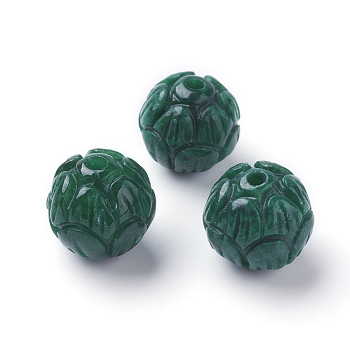 Natural Myanmar Jade/Burmese Jade Beads, Dyed, Round, 13x12.5mm, Hole: 2mm