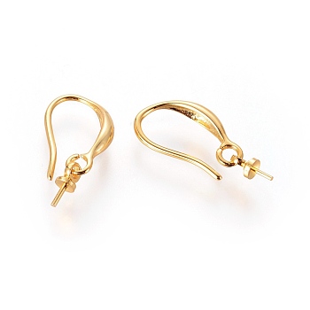Brass Earring Hooks, for Half Drilled Beads, Golden, 20x2.7mm, 20 Gauge, Pin: 0.8mm, Bail: 6x2.7mm, 21 Gauge, Pin: 0.7mm