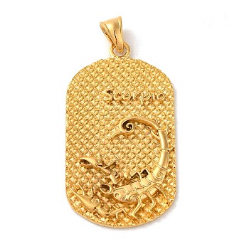 316L Surgical Stainless Steel Big Pendants, Real 18K Gold Plated, Oval with Constellations Charm, Scorpio, 53x29x4mm, Hole: 8x5mm