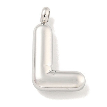 Non-Tarnish 304 Stainless Steel Pendants, Letter Charm, Stainless Steel Color, Letter L, 24.5x14.5x5.5mm, Hole: 3mm