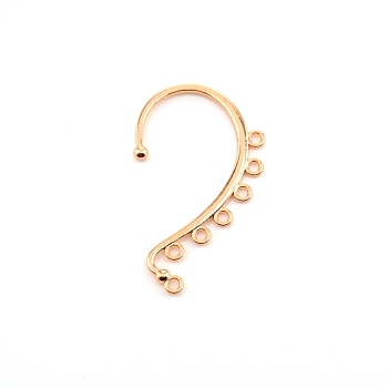 Alloy Ear Cuff Findings, with 7 Loops, Ear Wrap Earring Hooks for Non Piercing Earring Making, Light Gold, 58x35x2mm, Hole: 2.5mm