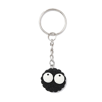 Biscuits with Eyes Resin Pendant Keychain, with Iron Keychain Ring, Black, 7.7cm