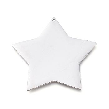 304 Stainless Steel Pendants, Manual Polishing, Stamping Blank Tag, Laser Cut, Star, Stainless Steel Color, 31x32.5x0.8mm, Hole: 1.2mm