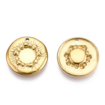 304 Stainless Steel Pendant Cabochon Settings, Flat Round, Nickel Free, Real 14K Gold Plated, Tray: 6mm, 15.5x2.5mm, Hole: 1.2mm