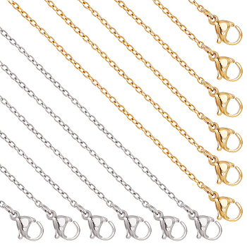 20Pcs 2 Style 304 Stainless Steel Cable Chain Necklaces Set for Men Women, Golden & Stainless Steel Color, 19.5~20.5 inch(50~52cm), 10Pcs/style