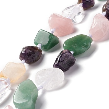 Natural Mixed Gemstone Beads Strands, Tumbled Stone, Nuggets, 16~36.8x13~28.5x8~21mm, Hole: 2~3.8mm, about 13pcs/strand, 16.26~17.52''(41.3~44.5cm)