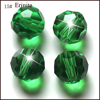 Imitation Austrian Crystal Beads, Grade AAA, Faceted(32 Facets), Round, Green, 8mm, Hole: 0.9~1.4mm