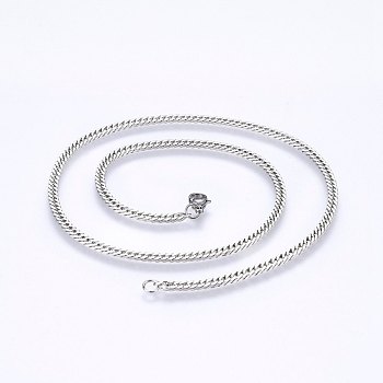 304 Stainless Steel Curb Chain Necklaces, Stainless Steel Color, 17.71 inch(45cm), 2.8mm 