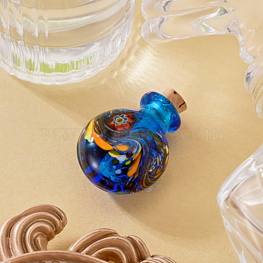 Handmade Lampwork Perfume Bottle Pendants(LAMP-TADJ0001-05D)-5