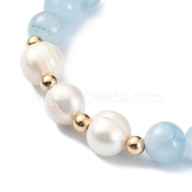 Natural Quartz & Pearl Beaded Stretch Bracelet for Women(BJEW-JB09384-04)-2
