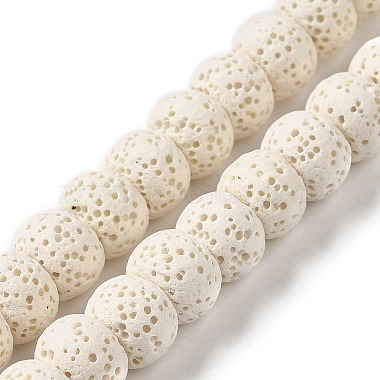 Floral White Rondelle Lava Rock Beads