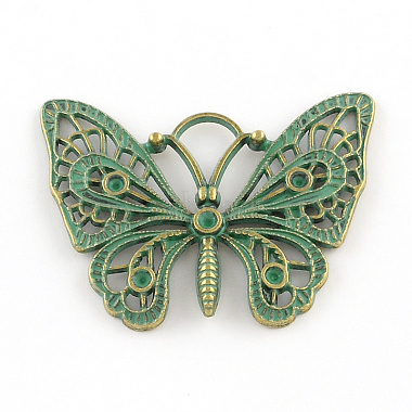 Antique Bronze Green Butterfly Alloy Pendants