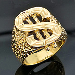 Dollar Sign Zinc Alloy Finger Rings for Men, Real 18K Gold Plated, US Size 11(20.6mm)(FS-WG78023-05)