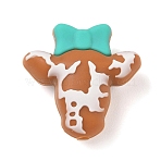 Animal Theme Silicone Beads, Focal Beads, Cattle, 29.5x30.5x14.5mm, Hole: 2.7mm(SIL-E013-03T)