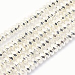 Electroplate Non-magnetic Synthetic Hematite Beads Strands, Grade AA, Long-Lasting Plated, Faceted, Rondelle, Silver Plated, 6x3mm, Hole: 1.5mm, about 132pcs/strand, 15.7 inch(40cm)(G-L485-06D-S)