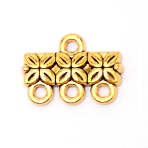 Tibetan Style Zinc Alloy Chandelier Components Links, Flower, Antique Golden, 11.5x16x2mm, Hole: 1.6mm(PALLOY-WH0088-15AG)