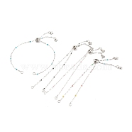 Adjustable Stainless Steel Slider Bracelets, Bolo Bracelets Making, with Enamel, Stainless Steel Color, Mixed Color, 9-1/8 inch(23cm)(AJEW-JB00990)