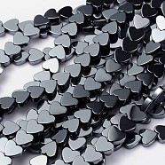 Non-magnetic Synthetic Hematite Beads Strands, Mother's Day Gifts Making, Heart, Black, Size: about 6mm in diameter, 2mm thick, hole: 0.8mm, about 74pcs/Strands, 16 inch(IM006)